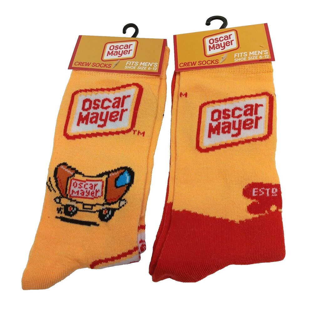 Oscar Mayer Hotdogs Novelty 2 Pair Adult Men Crew Socks Size 6-12 NWT